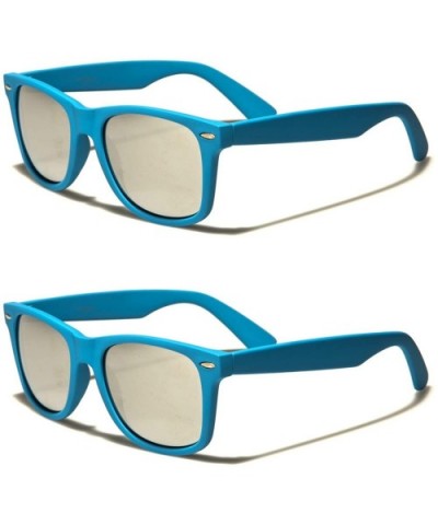 Unisex 80's Retro Classic Trendy Stylish Sunglasses for Men Women - Stm - Mirror Lens Aqua - 2pack - CL195GK5E4Z $7.56 Wayfarer