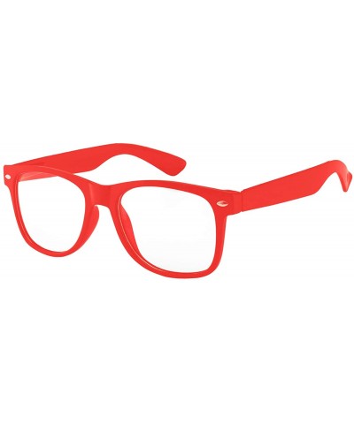 Classic Vintage 80's Style Sunglasses Colored plastic Frame for Mens or Womens - 1 Clear Lens Red Solid - CO11N81OUJH $6.76 O...