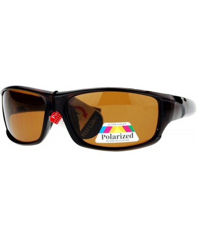 Mens Polarized Lens Sunglasses Oval Rectangular Wrap Sports Fashion - Brown - CC18060L0RZ $7.80 Oval