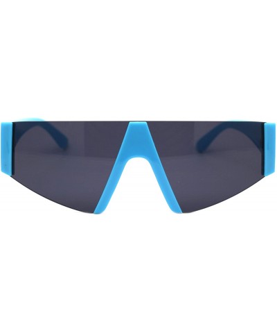 80's Fashion Sunglasses Flat Top Open Frame Funky Geometric Shades UV 400 - Blue - CI194ALLLGR $7.59 Rimless