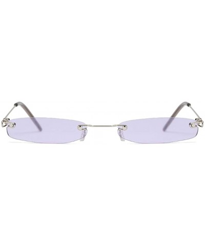 Rimless Tiny Rectangle Sunglasses Clear Colored Lens - Purple - CL199MYEYW4 $12.80 Rimless