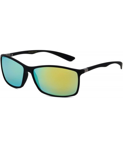 Sports Lightweight Rectangular Color Mirror Sunglasses - Green - C8196XHCXZO $9.00 Rectangular