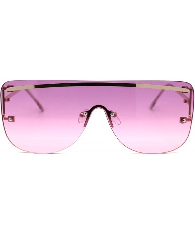 Womens Rimless Oversize Flat Top Mafia Chic Sunglasses - Gold Purple Pink - CZ1932Y7S8O $9.36 Oversized