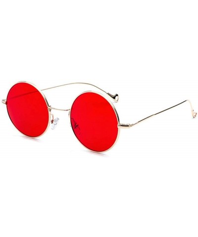 Fashion Metal Round Steampunk Retro Women Sunglasses Ocean Color Gold Red - Gold Red - C318YKSX0SI $7.96 Oversized