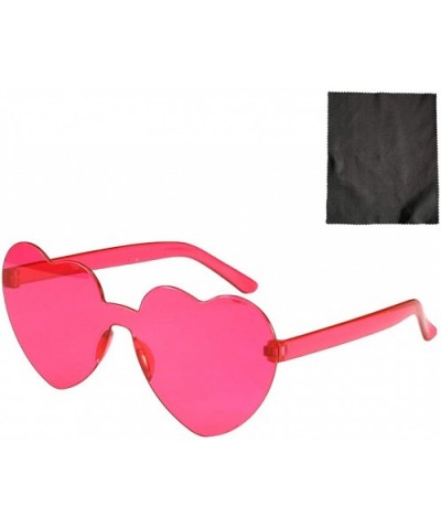Heart Shaped Sunglasses + 1 Glasses Cloth Rimless Transparent Colored Glasses PC Frame Resin Lens - I - CG190E3WQ72 $4.73 Rim...