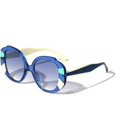Color Stripe Butterfly Designer Sunglasses - Blue - CN1972HS8MZ $11.25 Butterfly