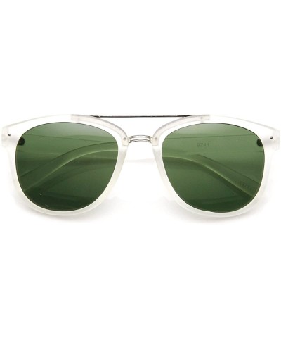 Double Bridged Classic Horn Rimmed Sunglasses with Metal Crossbar (Frost Green) - C611FOUEOCN $5.36 Wayfarer