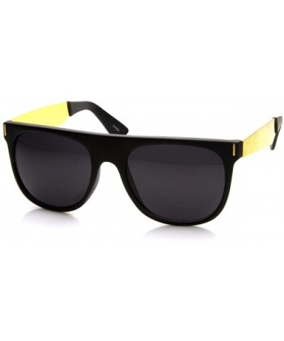 Retro Fashion Metal Arm Flat Top Horn Rimmed Sunglasses (Matte-Black) - CT11CZM5V93 $6.83 Wayfarer