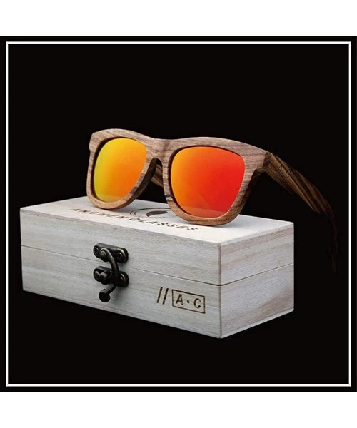 Wooden polarized glasses unisex wooden glasses - Red - CR18XH6ZOU9 $32.54 Goggle