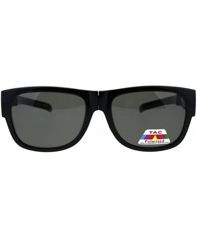 Mens Polarized Folding Compact Fit Over Rectangular 52mm Plastic Sunglasses - All Black - CP18G7WILRE $11.39 Rectangular