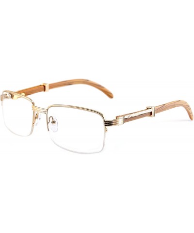 Reading Glasses Vintage Semi-Rimless Metal & Wood Grain Reader New A258 - Gold Beige Brown - CJ195E2WY85 $13.72 Rectangular