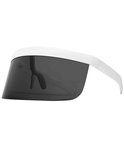 Men Women Oversize Shield Visor Sunglasses Flat Top Mirrored Mono Lens - White-black - CA18WNR08NL $14.33 Oval