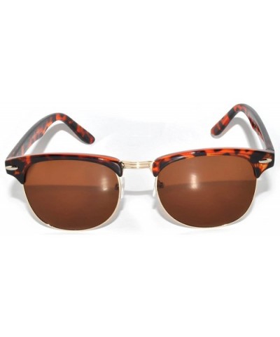 Classic Retro Stylish Metal Half Frame Colored Lens Sunglasses Uv 400 - 01 Leopard-gold Brown - C611NOMRVDH $5.34 Semi-rimless