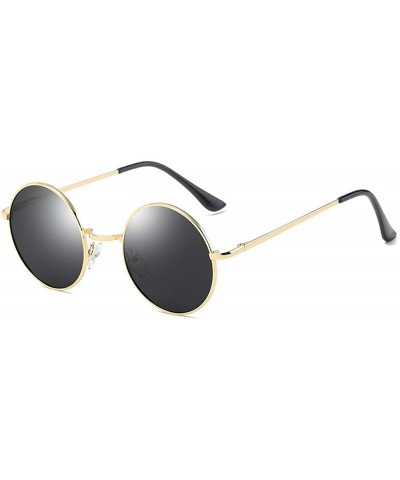 Retro Vintage Lennon Style Round Sunglasses Mirrored lenses Metal Frame 50mm - Gold/Purple - C212FPZNN2N $8.00 Sport