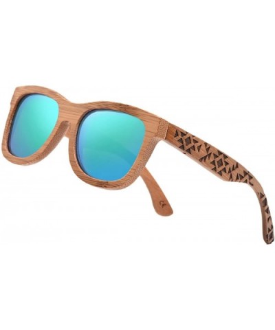 Bamboo Wood Polarized Sunglasses For Men & Women -Temple Carved Collection - CK188RHQU3K $24.79 Wayfarer