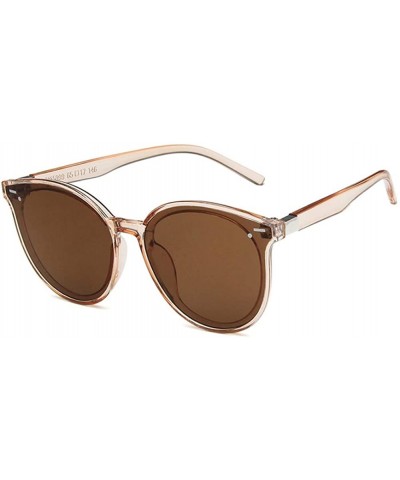 Unisex Sunglasses Retro Bright Black Grey Drive Holiday Oval Non-Polarized UV400 - Transparent Brown - CP18RLW9YY0 $5.49 Oval