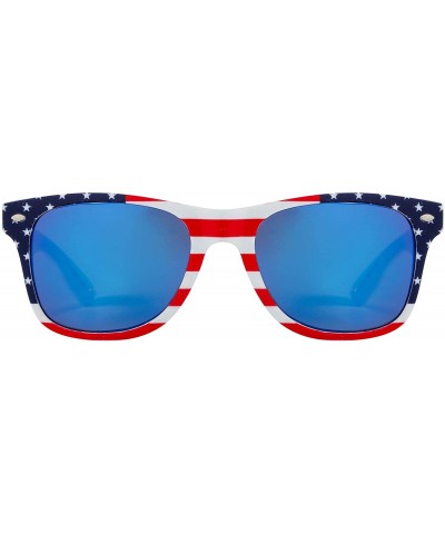 Classic American Flag Mirror Sunglasses USA - Blue Mirror - CZ18GRQINEW $7.19 Wayfarer