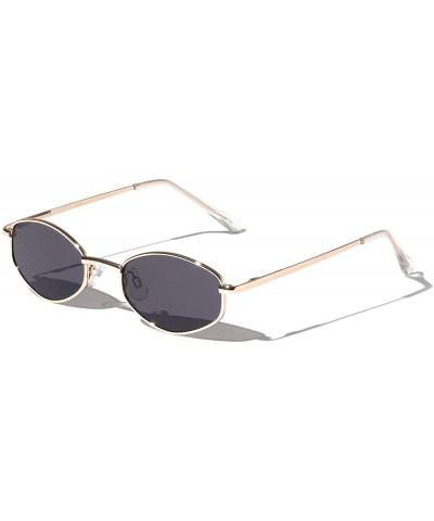 Boston Thin Frame Diamond Shaped Metal Sunglasses - Black Gold - C6197M2537R $11.16 Oval