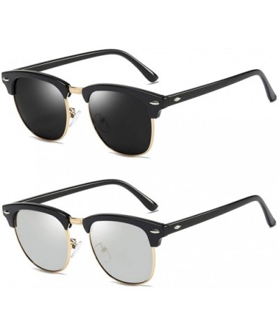 Mens Sunglasses Polarized Retro Classic Semi Rimless Sun Glasses for Women Vintage UV400 Protection With Case - CK18T9CRUI0 $...