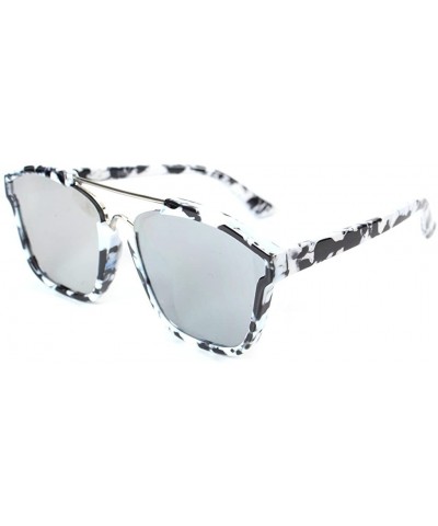 Women's"Central Park" Wayfarer 54mm Sunglasses - Flat Mirror Lens - White W/ Chrome Lens - CB12F81TXNR $13.72 Wayfarer