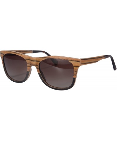 Genuine Handmade Wood Sunglasses Anti-glare Polarized Bamboo Layer UV400 Glasses-Z6016 - Zebra-walnut - CV12O22S191 $25.54 Wa...
