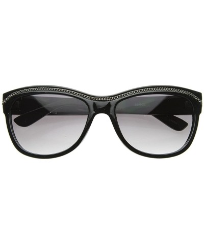Womens Designer Inspired Trendy Fashion Chain Link Sunglasses (Black-Gunmetal) - CU116Q21DE5 $7.90 Wayfarer