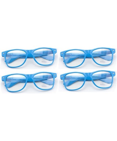 Neon Color 80's Retro Classic Party Nerd Clear Lens Glasses - 4 Blue - CN12NSEXG0A $7.82 Wayfarer