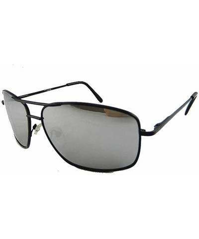 New Promotional Rectangular Aviator Sunglasses with Mirror lens - Black - CZ11EPUM0QZ $6.83 Aviator