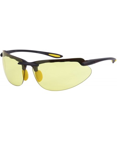 Men's Wraparound Night Driving Yellow Lens Sunlgasses 570053-ND - Clear Brown - CV125WED09D $8.56 Wrap