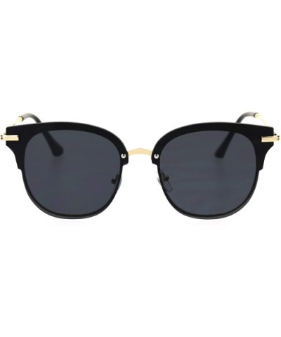 Mens Panel Lens Exposed Edge Horn Half Rim Retro Sunglasses - Gold Solid Black - CP18T57S3W3 $12.91 Rectangular