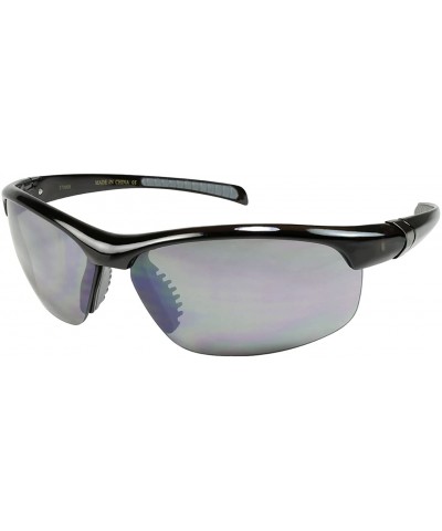 Men's Semi Rimless Sports Wrap Mirrored Sunglasses 570008-FM - Clear Grey - CA1236R97DV $6.31 Semi-rimless