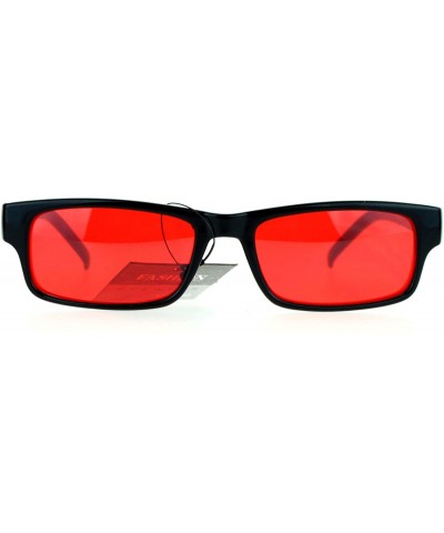 Classic Oceanic Color Lens Narrow Rectangular Plastic Sunglasses - Red - CI126IVGYBP $7.29 Rectangular