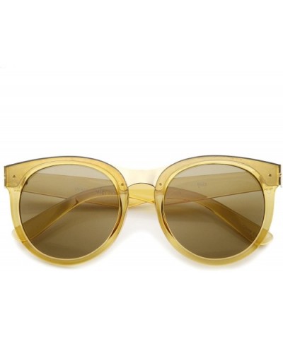 Oversize Metal Nose Bridge Round Lens Horn Rimmed Sunglasses 52mm - Brown-gold / Brown - CW12I21S7ZP $7.89 Wayfarer