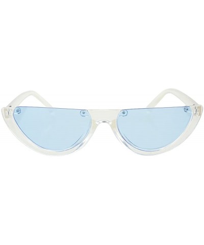 Classic Lady Shades UV400 Semi-Rimless Sunglasses for Fancy Women with Sunglasses Case - White Blue - CB18CSQTECY $7.19 Semi-...