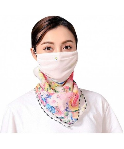 Women's Seamless Chiffon Scarf Sun Protection Dustproof Face Mask Neck Gaiter Scarf Protective Mask with Earloop - C1197U325L...