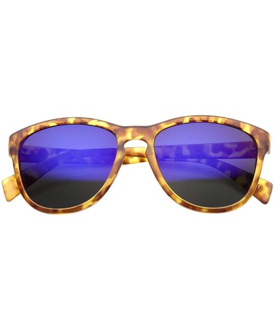 Retro Key Hole Mirror Lenses Horned Rim Sunglasses - Tortoise Ice - CG11YEC8O3H $8.69 Wayfarer