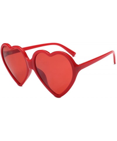 Women Fashion Unisex Heart-shaped Shades Sunglasses Integrated UV Glasses - Red - C5193XHSXHX $5.74 Goggle