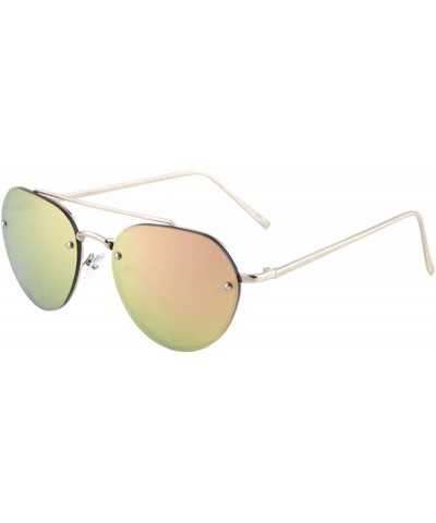 Large Rimless Aviator Sunglasses Mirror Lens Runway Fashion Mens Womens Eyewear - Rose Gold/56mm - CP182STUCWN $6.27 Rimless