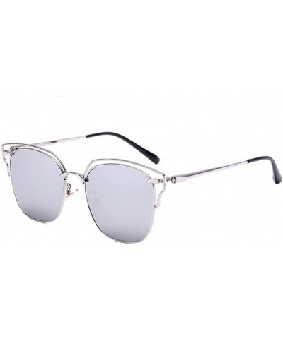Women Oversized Mirror UV400 Sunglass Female Shades Travel Glasses Eyewear - Silver - CT183KDDQ4Y $5.76 Semi-rimless