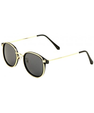 Slim Sleek Square Metal & Plastic Aviator Sunglasses - Black & Gold Metallic Frame - CL18UU99NM7 $8.91 Square