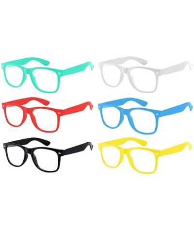 Retro Style Vintage Sunglasses Colored Frame - 6 Pairs - Blue-green Red Black White Blue Orange - CT11PURGE9B $8.78 Wayfarer