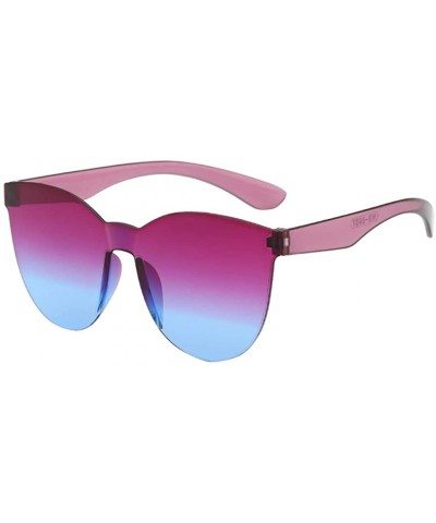 2020 New Unisex Oversized Square Candy Colors Glasses Rimless Frame Unisex Sunglasses - P - CD196SYQCN3 $4.59 Semi-rimless