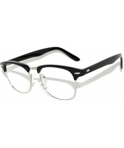 Retro Stylish Classic Black-Silver Half Frame Sunglasses Clear Lens - CY11QC82F6N $4.75 Wayfarer