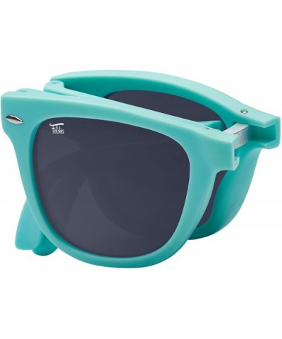 Classic Polarized Folding Sunglasses With Premium Cleaning Cloth and Leather Case - Turquoise - Black - CM18CHHEQ9A $62.14 Wa...