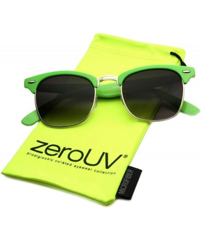 Half Frame Semi-Rimless Horn Rimmed Sunglasses - Color Series - Green - CA11UK9IKPF $7.32 Wayfarer