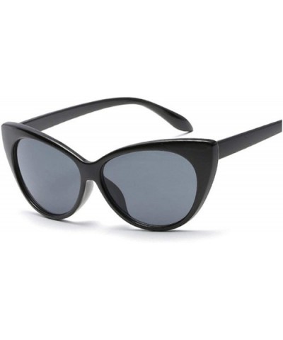 New Small Classic Women Sunglasses Female Vintage Luxury Plastic Cat Eye Sun Glasses UV400 Fashion - Black Gray - CO198ZZMREZ...