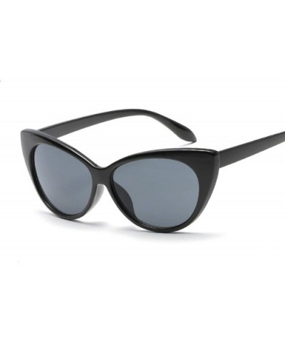 New Small Classic Women Sunglasses Female Vintage Luxury Plastic Cat Eye Sun Glasses UV400 Fashion - Black Gray - CO198ZZMREZ...