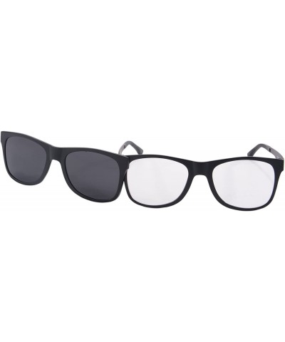 Clear Lens Eyeglasses Frames Polarized Magnetic Clip on Sunglasses - P006 - Black - CG126NWVM2P $21.29 Wayfarer