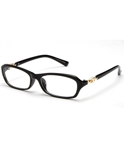 Womens Slim Fit Temple Design Metal Frame Clear Lens Glasses - Black - C611YN6MYZ3 $5.17 Oversized