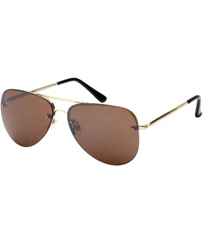 Modern Metal Aviator Sunglasses with UV 400 Lens 25137 - Gold - C312MA53BW4 $6.21 Rimless